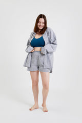 Lomandra Ethical-Cotton Pyjama Shorts - Pinstripe Charcoal