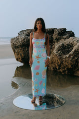 New York Strapped Dress Blue