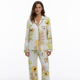 Bamboo Long Pyjama Set in White Flower