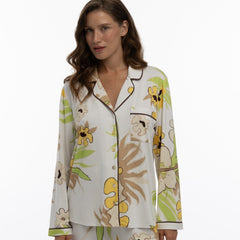 Bamboo Long Pyjama Set in White Flower