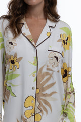 Bamboo Long Pyjama Set in White Flower