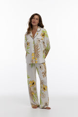 Bamboo Long Pyjama Set in White Flower
