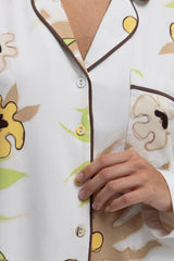 Bamboo Long Pyjama Set in White Flower