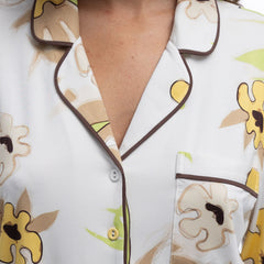 Bamboo Long Pyjama Set in White Flower