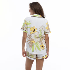 Bamboo Short Pyjama Set in White Flower