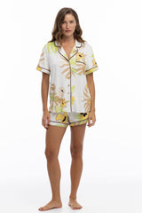 Bamboo Short Pyjama Set in White Flower