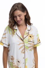 Bamboo Short Pyjama Set in White Flower