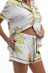 Bamboo Short Pyjama Set in White Flower