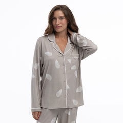 Bamboo Long Pyjama Set in Silver Birch Petals