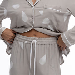 Bamboo Long Pyjama Set in Silver Birch Petals