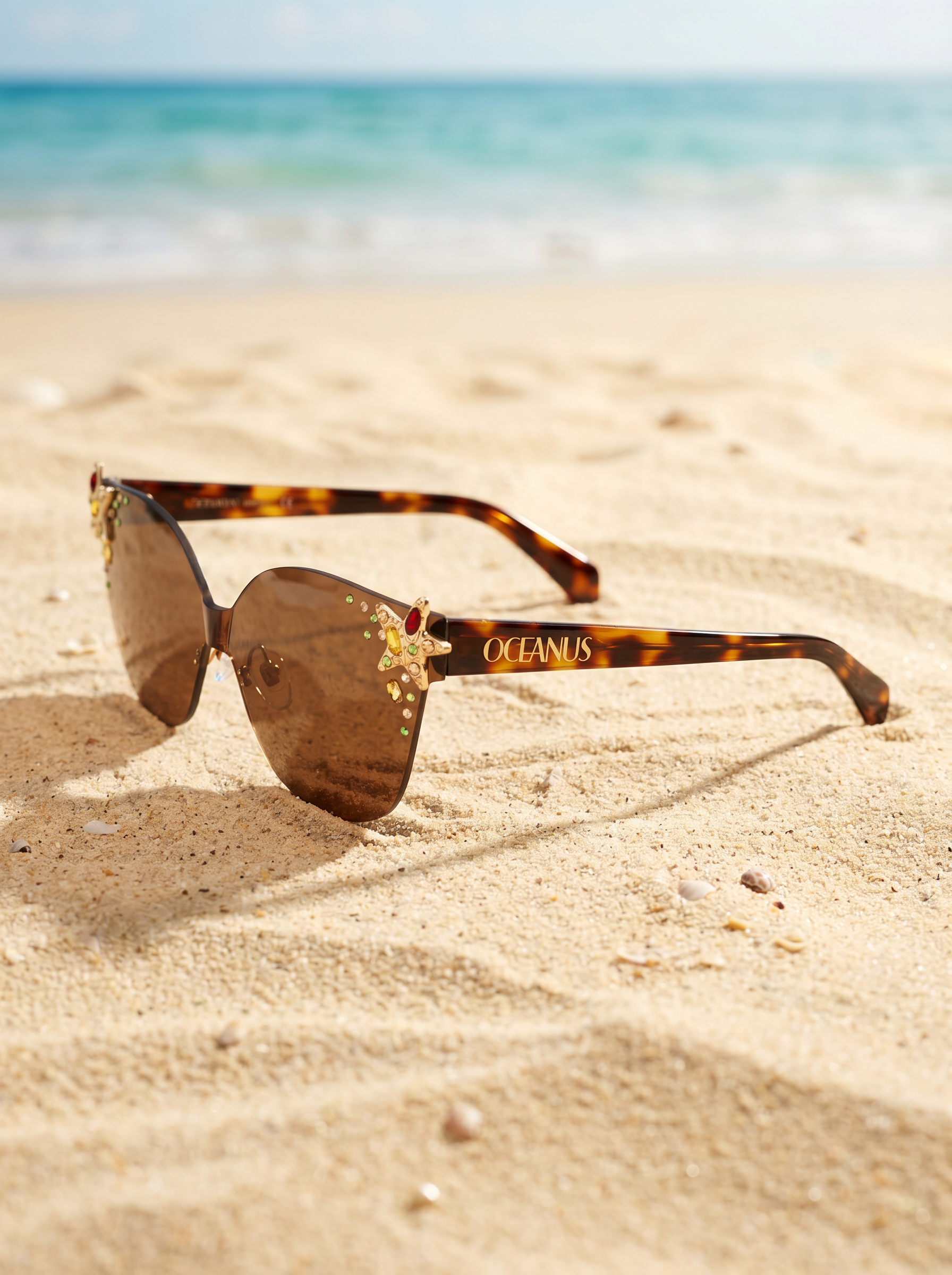 Oceanus X SOJOS Glowheart Sunglasses Brown