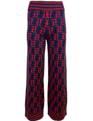 TE LOGO JACQUARD KNIT PANT (NEW FIT), NAVY/RED