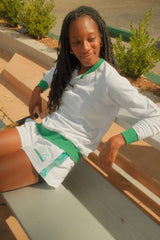 Women's Court Shorts in French Terry in Grey and Green