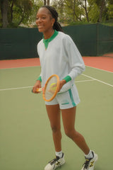 Women's Court Shorts in French Terry in Grey and Green