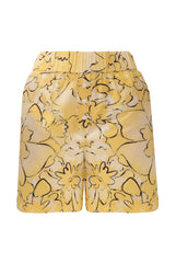 Strapped Cotton Shorts Yellow Flowers