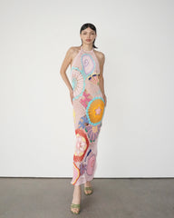 Kaia Crochet Coral Multi Maxi Dress