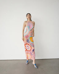 Kaia Crochet Coral Multi Maxi Dress