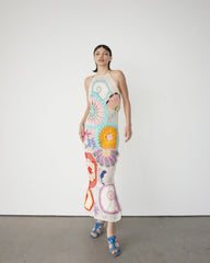 Kaia Crochet Coral Multi Maxi Dress