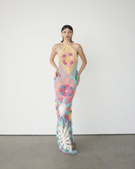 Rowan Halter Maxi Crochet Dress Multi