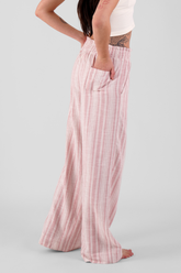 Osier Multi Stripe Brushed Ethical-Cotton Trousers - Blush Pink