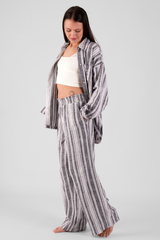 Osier Multi Stripe Brushed Ethical-Cotton Trousers - Dusty Blue