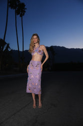 Seahorse Beaded Co Ord Midi Skirt Only - Purple