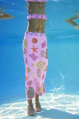 New York Shell Hand-Embroidered Skirt Pink