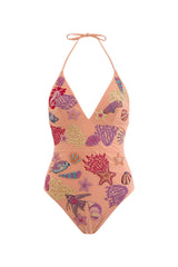 Oceanus X the Red Sea Pearl Swimsuit in Coral لؤلؤ