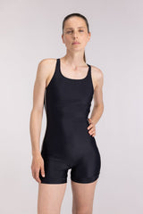 One Piece Swimsuit Boyleg Cut ― Black