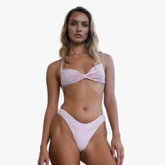 Ophelia Hand Embroidered Bikini Top Pink