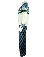 TE LOGO JACQUARD KNIT PANT, BLACK/ICE BLUE