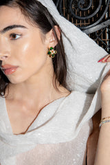 Green Flower Earrings
