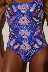 Oceanus X Zandra Rhodes Dream Shell Hand Beaded Swimsuit - Purple