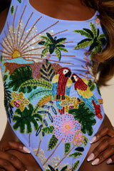 Pandora Luxe Hand Beaded Baby Blue Swimsuit