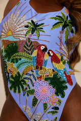 Pandora Luxe Hand Beaded Baby Blue Swimsuit