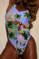 Pandora Luxe Hand Beaded Baby Blue Swimsuit