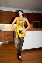 St. Barth Hand-Beaded Crystal Dress Yellow