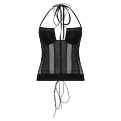 TULLE WOMEN TOP - BLACK