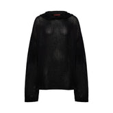 KNITTED HOODIE WITH WOVEN PATCH