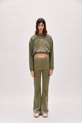 Acid Washed Crop Hoodie - Covert Green