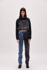 Acid Washed Crop Hoodie - Black