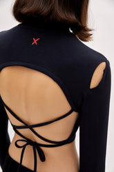 Long Sleeve Crop Top - Black