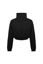 Destroyed High Neck Sweat - Black
