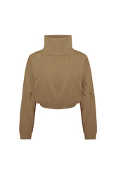Destroyed High Neck Sweat - Covert Green