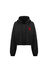 Destroyed Zip Up Hoodie - Black