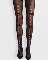 Pearl Bow Peek a Bow Tights - Black