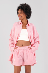 Peonie Gingham Ethical-Cotton Pyjama Shorts - Sunrise Pink