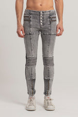 COTTON MOTORCYCLE DENIM PANT