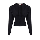 YOUR *ITCH CORSET ZİPPED HOODY - JET BLACK