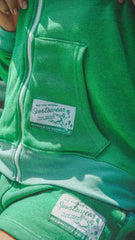 Women's Court Shorts in Green Cotton Fleece